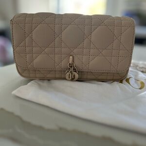 Dior Tan Quilted Clutch